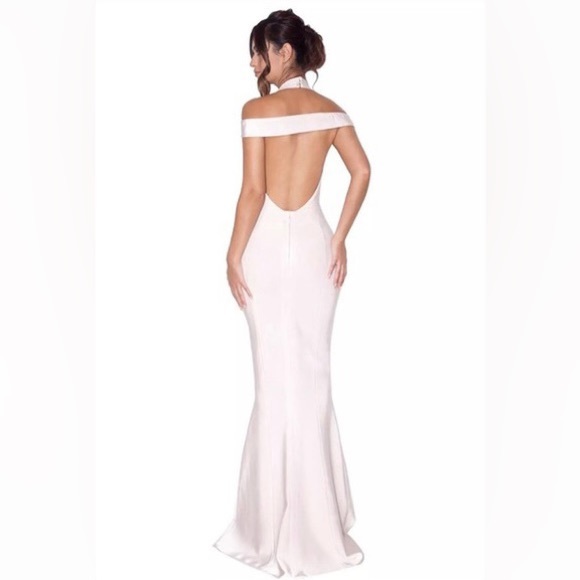 NWOT House of CB Light Pink Bandage Mermaid Bodycon Gown // Size M - Picture 2 of 4